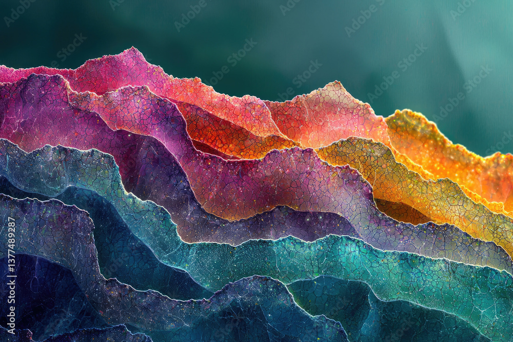 Aufkleber abstract layers of organic material with a stunning gradient of colors and intricate, crackled textu