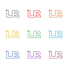 Letter LR laser logo icon isolated on white background. Set icons colorful