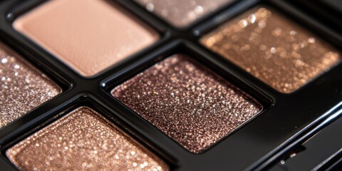 Fototapeta premium Shimmering eyeshadow palette features rich gold and brown tones for versatile makeup looks