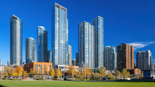 Modern City Skyline with Park