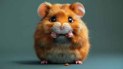 Adorable Fluffy Hamster Eating Seeds Close Up Studio Shot Perfect for pet lovers and animal themed projects
