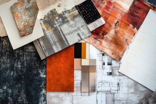 Interior design samples and blueprints