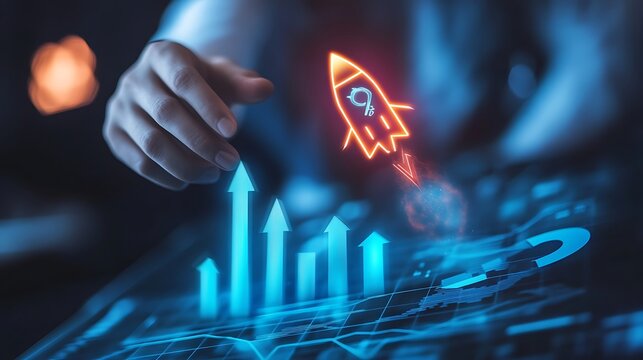 Rocket icon boosting business and financial success image