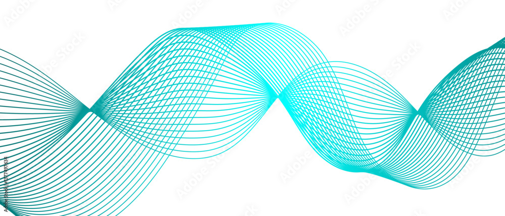 Poster Abstract flowing lines wave texture & Curve shape on white background. 3D Futuristic tech background with Curved wavy line. Seamless wave pattern glowing science flowing line