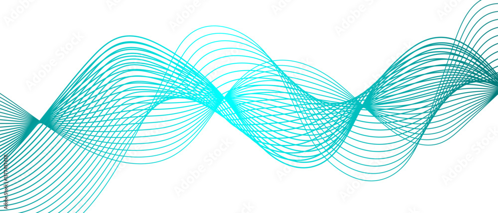 Fototapete Abstract flowing lines wave texture & Curve shape on white background. 3D Futuristic tech background with Curved wavy line. Seamless wave pattern glowing science flowing line