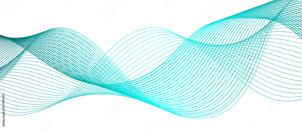 Leinwandbilder Abstract flowing lines wave texture & Curve shape on white background. 3D Futuristic tech background with Curved wavy line. Seamless wave pattern glowing science flowing line