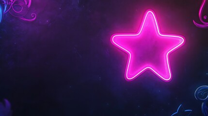 Fototapeta premium A vibrant neon star glows brightly against a dark background