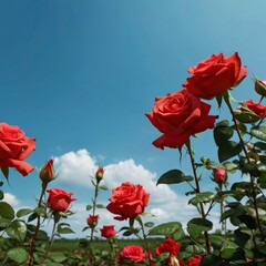 Obraz premium red roses on a green background