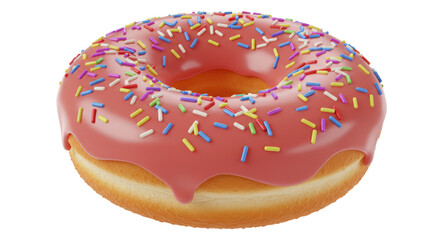 Isolated Pink Donut with Sprinkles