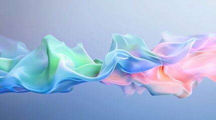 Abstract Pastel Fabric Flowing in Waves Digital Art