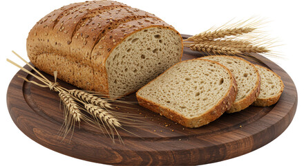Isolated Whole Grain Bread on Cutting Board