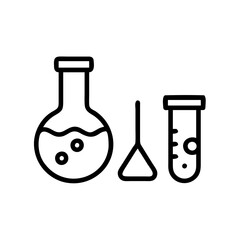 Chemistry lab line icons. Chemical formula,  Medical analysis. Laboratory test flask, reaction tube, chemistry lab icons. Linear set.  . Quality line set. Vector
