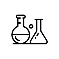 Chemistry Lab Equipment Vector Icons for Scientific Research Use. chemistry icon set, set of laboratory equipment, vector, vectoral drawing.Science Containers Set. Vector isolated black .