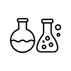 Chemistry Lab Equipment Vector Icons for Scientific Research Use. chemistry icon set, set of laboratory equipment, vector, vectoral drawing.Science Containers Set. Vector isolated black .
