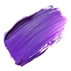 Violet paint brushstroke created on a clean transparent background, showcasing rich color texture and artistic expression, violet color paint brushstroke isolated on transparent background