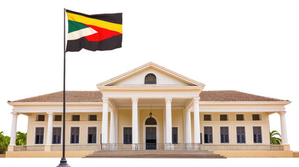 A Juneteenth flag waving in front isolated on white background PNG