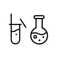 Chemistry Lab Equipment Vector Icons for Scientific Research Use. chemistry icon set, set of laboratory equipment, vector, vectoral drawing.Science Containers Set. Vector isolated black .