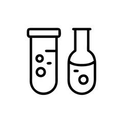 Set of Chemical test tube. Glass tube. Flask template. Glass container. Flask of poison. Jar icon. Medicine vial. Logo template. Chemical test tube silhouette. Laboratory tube. Flask icon.
