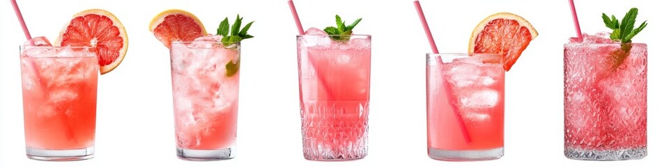 Pink Grapefruit Cocktails on White Background (3)