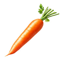 Freshly harvested orange carrot isolated on a transparent background showcasing its vibrant color and green tops, Carrot isolated on trransparent