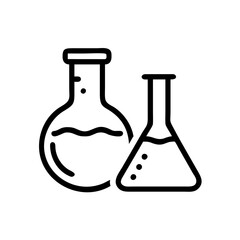 Chemistry Lab Equipment Vector Icons for Scientific Research Use. chemistry icon set, set of laboratory equipment, vector, vectoral drawing. Set of Chemical test tube. Glass tube. Flask template.