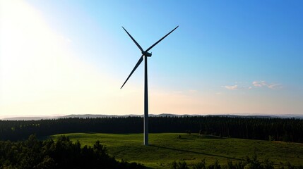 Fototapeta premium Sustainable Energy Wind Turbine in Green Landscape