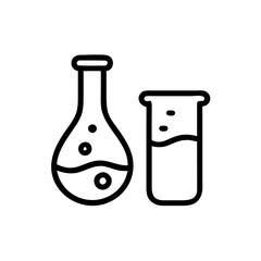 Chemistry Lab Equipment Vector Icons for Scientific Research Use. chemistry icon set, set of laboratory equipment, vector, vectoral drawing. Set of Chemical test tube. Glass tube. Flask template.
