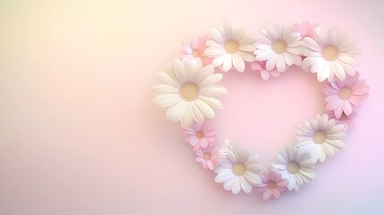 Heart Shape Created from Flowers of Soft Pink and White