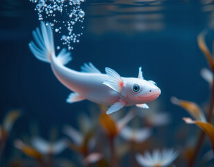 Photorealistic Axolotl Swimming Underwater with Glowing Gills