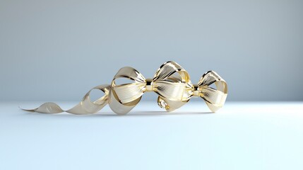 Elegant Golden Ribbon Bow Perfect for Festive Designs and Invitations