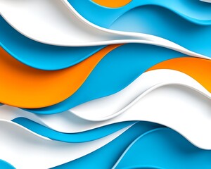 Abstract Waves Blue with White, and Orange.