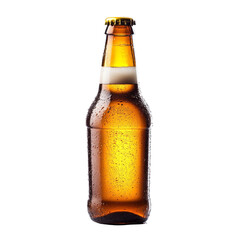 A refreshing beer bottle glistens with condensation against a bright transparent backdrop, Beer bottle on transparent background