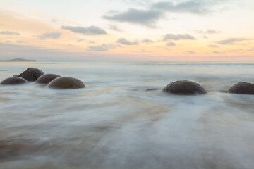 Dinosaur Egg Rocks or Moeraki Rocks are a group of strange rocks formed by natural phenomena of...