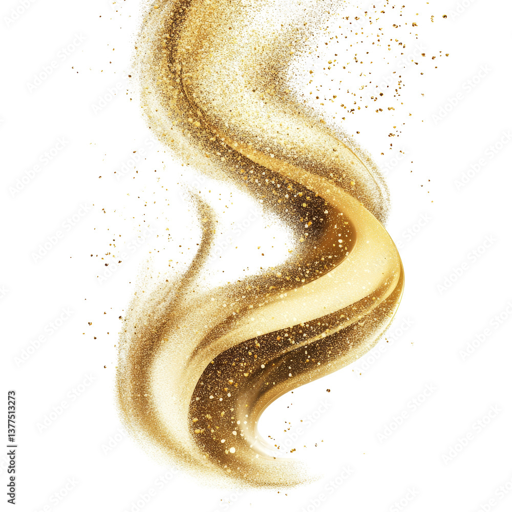 Poster elegant gold dust swirl isolated on a transparent background creating a captivating wave design, gol