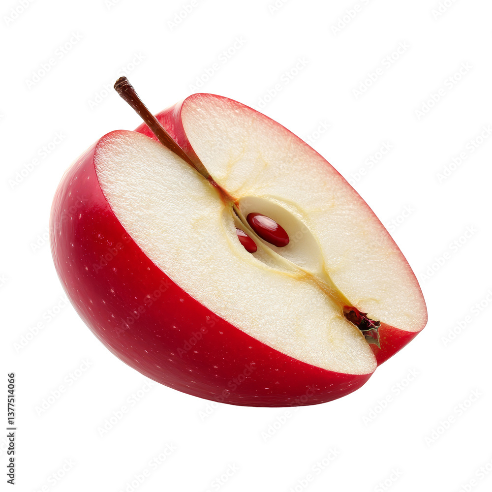 Poster fresh red apple slice beautifully displayed against a clean transparent background, showcasing its c