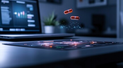 Futuristic Technology Holographic Interface and Data Capsules
