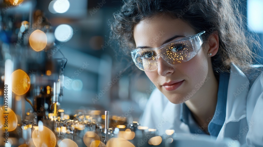 Poster a quantum computing scientist deeply focused on an advanced research project, surrounded by cutting-