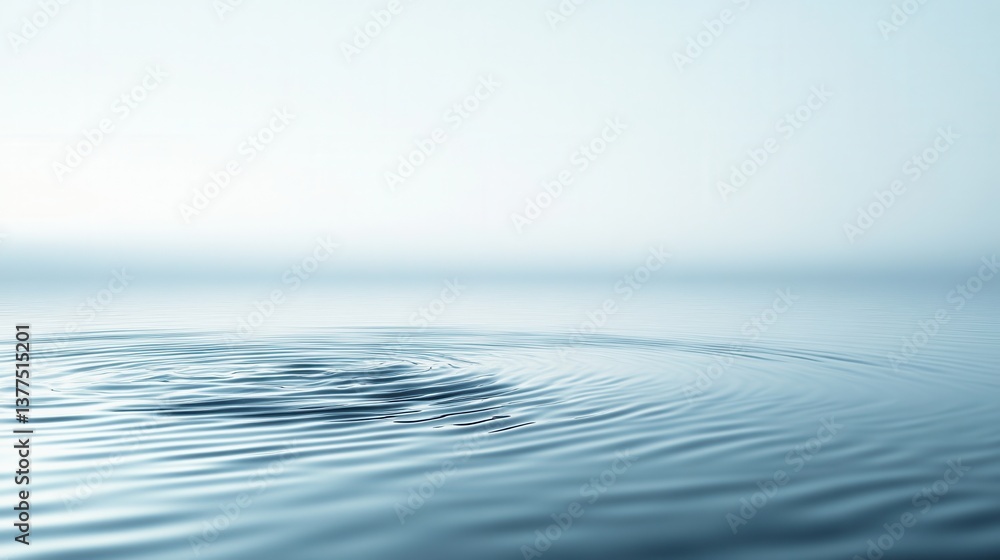 Poster a serene image of calm water with gentle ripples, reflecting a soft blue and white gradient, creatin