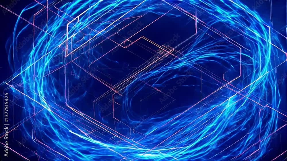 Poster glowing abstract energy seamless loop of digital technology in vibrant patterns