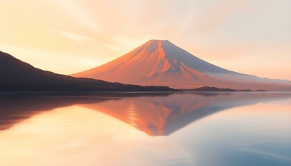 Serene Sunrise: Majestic Mountain Reflection in Calm Lake