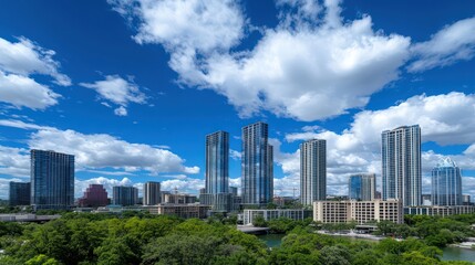 Obraz premium Austin Skyline with Lush Parkland