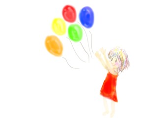風船と少女