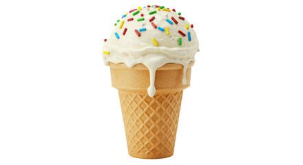 Isolated Vanilla Ice Cream Cone with Sprinkles
