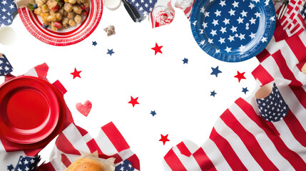Obraz premium A patriotic Memorial Day picnic setup isolated on white background PNG