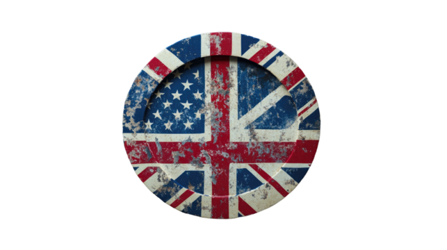 A peace sign with British and American flags isolated on white background PNG