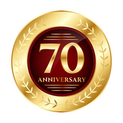 Golden badge for the 70, Realistic luxury anniversary labels collection, Golden anniversary badges, golden badge label logotype set