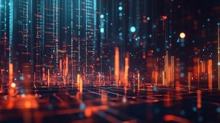 Digital Cityscape Illuminated Data Streams of excellence in splendor beyond compare with grace