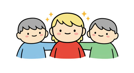 Isolated Group of Cartoon Friends