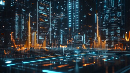 Futuristic Data Cityscape Visualization of excellence in splendor beyond compare with grace