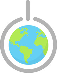 Earth as a power button, encouraging environmental awareness and energy saving.